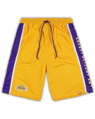 Fanatics Los Angeles Lakers Big And Tall Referee Iconic Mesh Shorts - Yellow