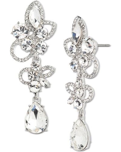 Givenchy Silver-tone Crystal Petal Statement Earrings - White
