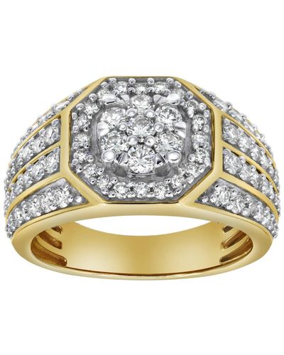 LuvMyJewelry Hex Rose Natural Certified Diamond 1.74 Cttw Round Cut 14k Gold Statement Ring - Metallic