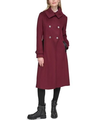 Karl Lagerfeld Faux-leather-trim Coat - Red