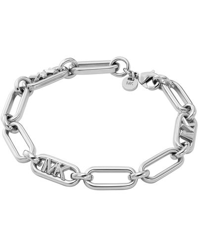 Michael Kors Platinum Plated Empire Link Chain Bracelet - Metallic