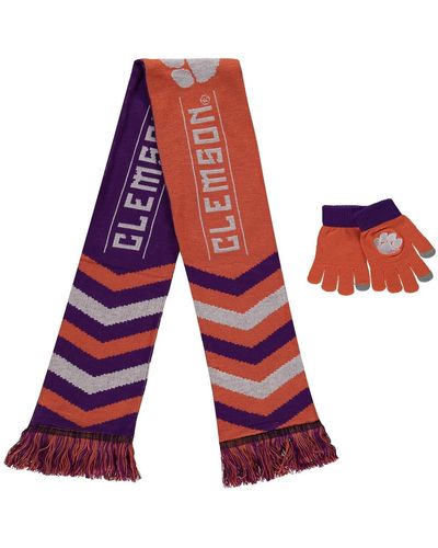 FOCO And Clemson Tigers Glove And Scarf Combo Set - Orange