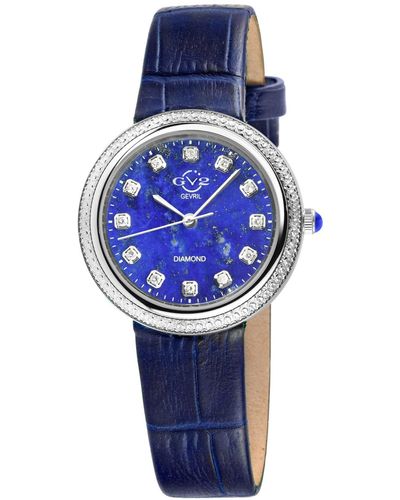 Gevril Arezzo Blue Leather Watch 33mm