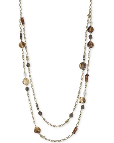 Style & Co. Gold-tone Beaded Long Layered Necklace - Metallic