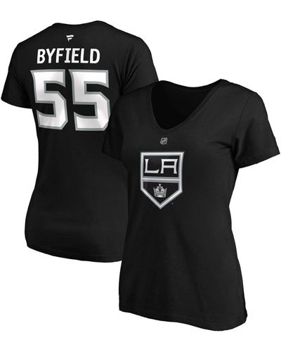 Fanatics Quinton Byfield Los Angeles Kings Authentic Stack Name And Number V-neck T-shirt - Black