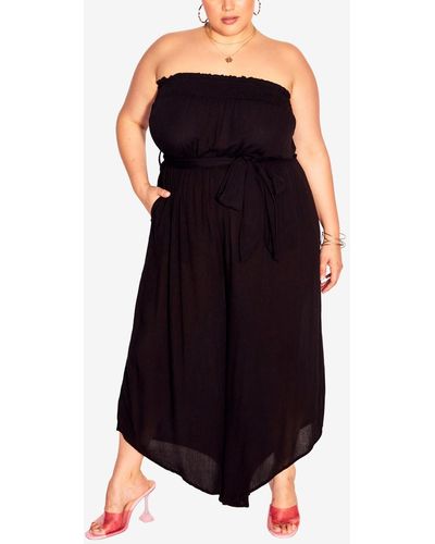 City Chic Trendy Plus Size Holiday Sun Jumpsuit - Black