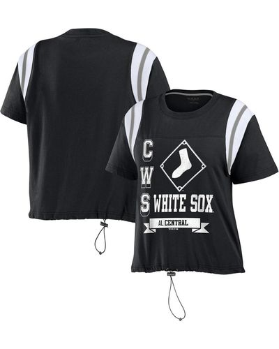 WEAR by Erin Andrews Distressed Chicago White Sox Cinched Colorblock T-shirt - Black