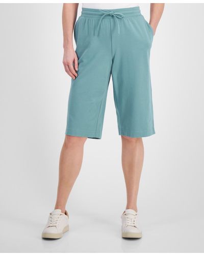 Style & Co. Mid Rise Sweatpant Bermuda Shorts - Blue