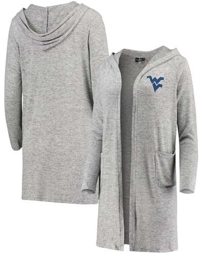 Boxercraft West Virginia Mountaineers Cuddle Soft Duster Tri-blend Hooded Cardigan - Gray