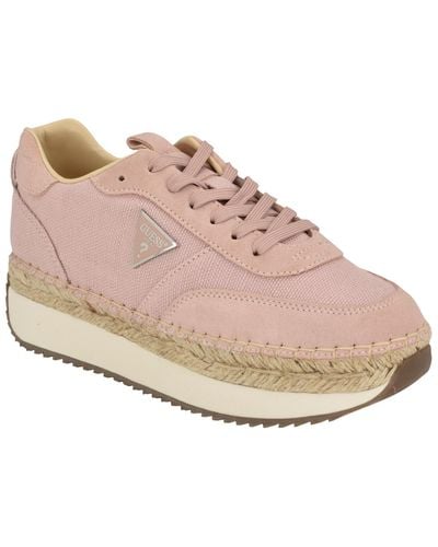 Guess Stefen Lace Up Casual Espadrille Sneakers - Pink