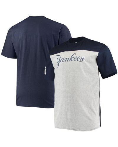New York Yankees Fanatics Branded Iconic Above Heat Speckled Raglan Henley 3 /4 Sleeve T-Shirt - Heathered Gray/Navy