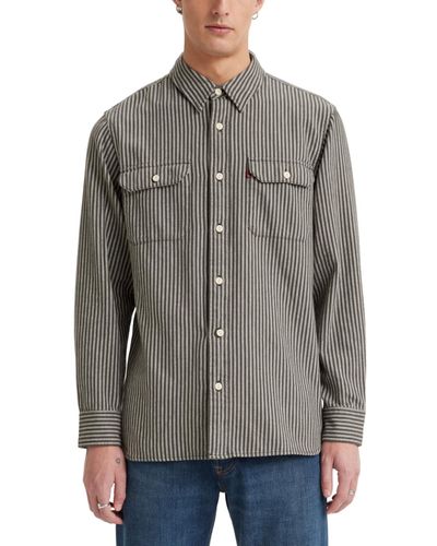 Levi's Relaxed Fit Button-front Flannel Worker Overshirt - Gray