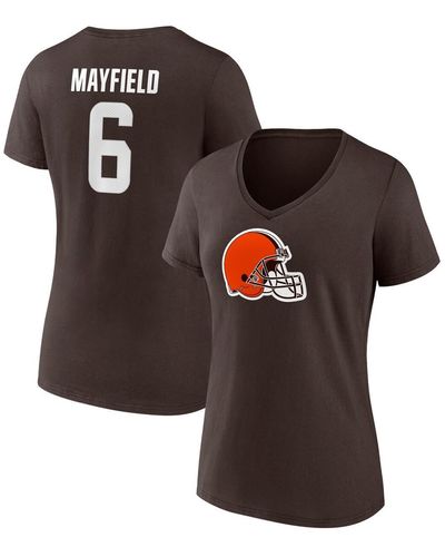 Fanatics Baker Mayfield Cleveland S Player Icon Name And Number V-neck T-shirt - Brown