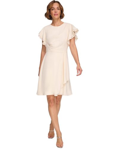 DKNY Flutter-sleeve Ruched Dress - White