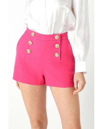 Endless Rose Gold Color Button Detail Shorts - Pink