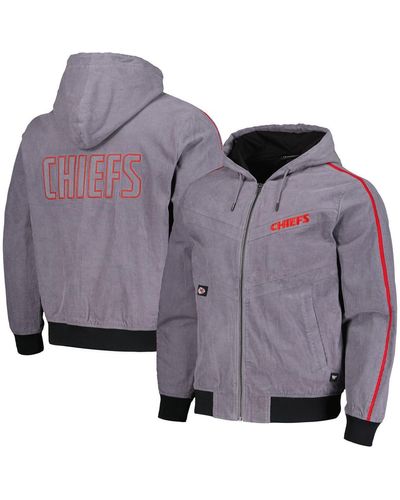 The Wild Collective And Kansas City Chiefs Corduroy Hoodie Full-zip Bomber Jacket - Purple