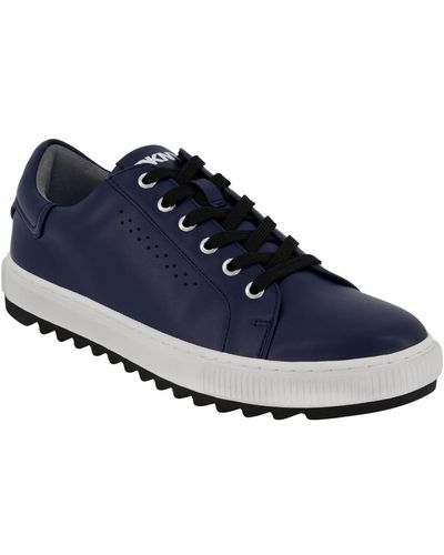 DKNY Smooth Leather Sawtooth Sole Sneakers - Blue