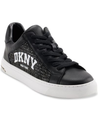 DKNY Abeni Arch Raffia Logo Low-top Sneakers - Black