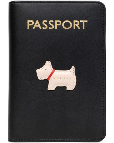 Radley Heritage Dog Outline Leather Passport Cover - Black