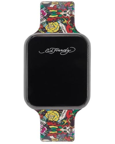Ed Hardy Multicolor Silicone Strap Watch 45mm - White
