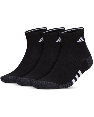 adidas 3-pk. Cushioned Quarter Logo Socks - Black