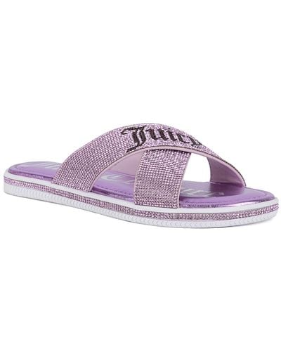 Juicy Couture Yorri Slip On Sparkly Cross-band Flat Sandals - Purple