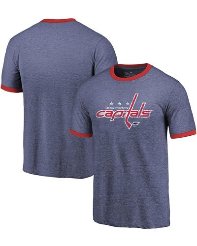 Majestic Threads Washington Capitals Ringer Contrast Tri-blend T-shirt - Blue