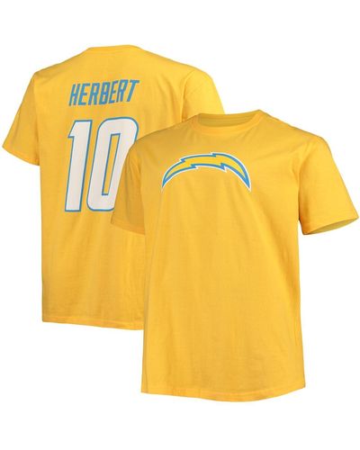 Fanatics Justin Herbert Los Angeles Chargers Big And Tall Player Name And Number T-shirt - Yellow