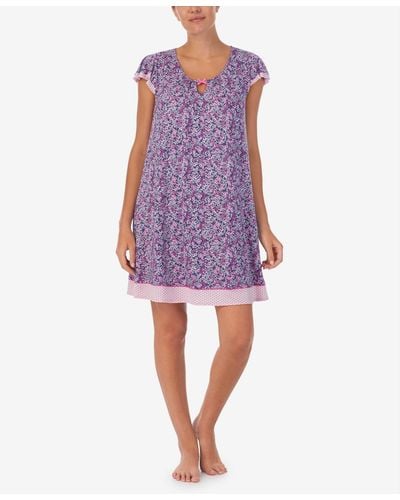 Ellen Tracy Short Sleeve Nightgown - Purple