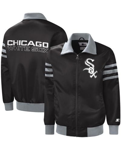Starter Chicago White Sox The Captain Ii Full-zip Varsity Jacket - Black