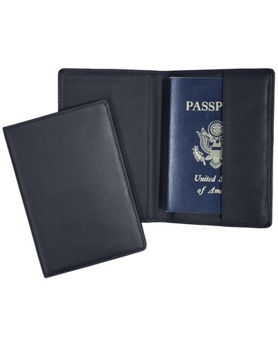 ROYCE New York Classic Rfid Blocking Passport Case - Blue