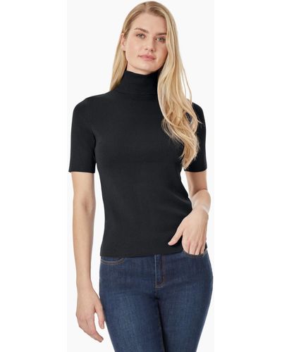 Jones New York Petite Short-sleeve Mockneck Sweater - Black