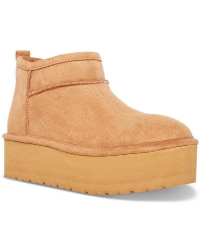 Madden Girl Embracce Cozy Mini Platform Booties - Natural