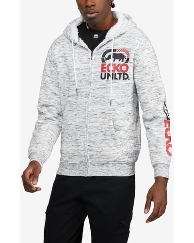 Ecko' Unltd Big And Tall Stacked Up Sherpa Hoodie - White