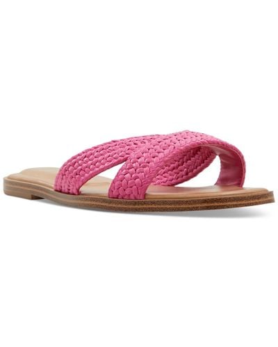 ALDO Caria Raffia Crisscross Slide Flat Sandals - Pink