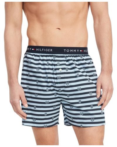 Tommy Hilfiger Jersey-knit Logo-print Cotton Boxers - Blue