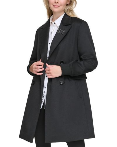 Karl Lagerfeld Double-breasted Reefer Coat - Black