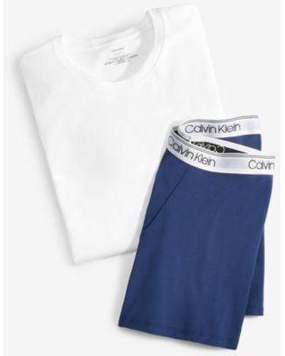 Calvin Klein Cotton Classics 3 Pk. Crewneck T Shirts 3 Pk. Micro Stretch Solid Boxer Briefs - Blue