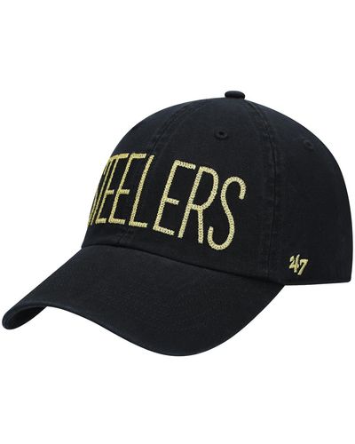 '47 '47 Pittsburgh Steelers Shimmer Text Clean Up Adjustable Hat - Black