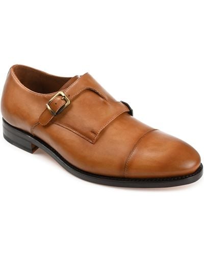 Taft Prince Genuine Leather Double Monk Strap Dress Shoes - Brown