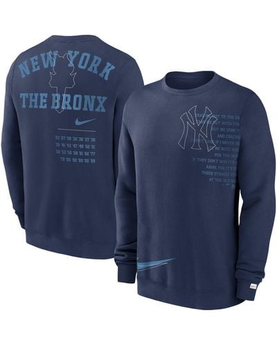 Nike New York Yankees Statement Ball Game Fleece Pullover Sweatshirt - Blue
