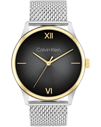 Calvin Klein Ascend Two-tone Stainless Steel Mesh Bracelet Watch 43mm - Metallic