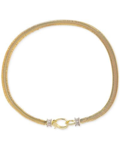 By Adina Eden 14k -plated Baguette Cubic Zirconia Bead Snake Chain 16" Collar Necklace - Metallic
