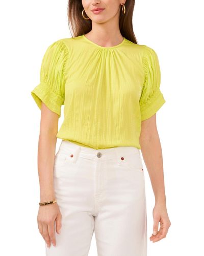 Vince Camuto Puff-sleeve Crinkle Blouse - Yellow