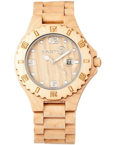 Earth Wood Raywood Wood Bracelet Watch W/date Khaki 47mm - Metallic