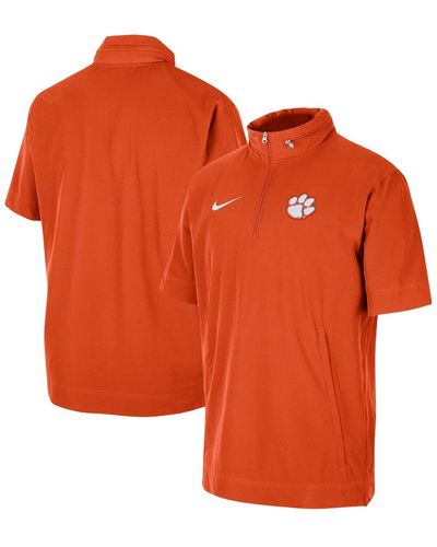 Nike Clemson Tigers Coaches Half-zip Short Sleeve Jacket - Orange