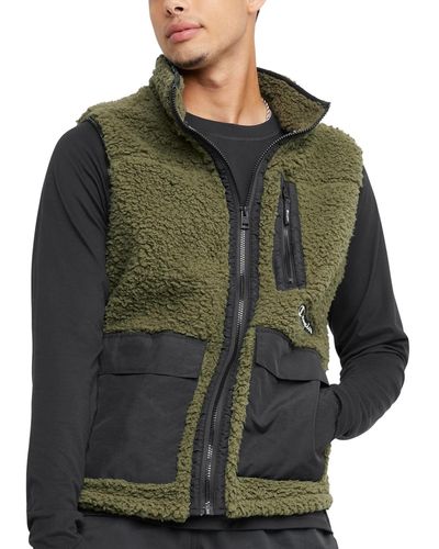 Champion Cozy Standard-fit Mixed-media Plush Fleece Vest - Green