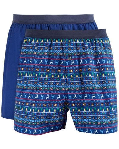 Club Room 2-pk. Patterned & Solid Boxer Shorts - Blue