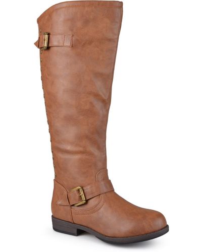 Journee Collection Extra Wide Calf Spokane Studded Boot - Brown