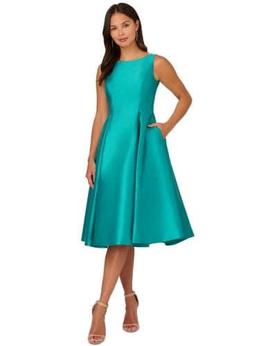 Adrianna Papell Boat-neck A-line Dress - Blue